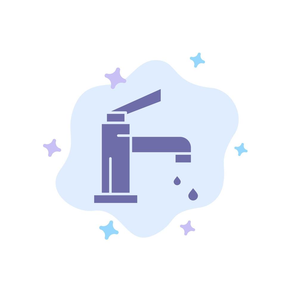 baignoire salle de bain robinet de nettoyage douche icône bleue sur fond de nuage abstrait vecteur