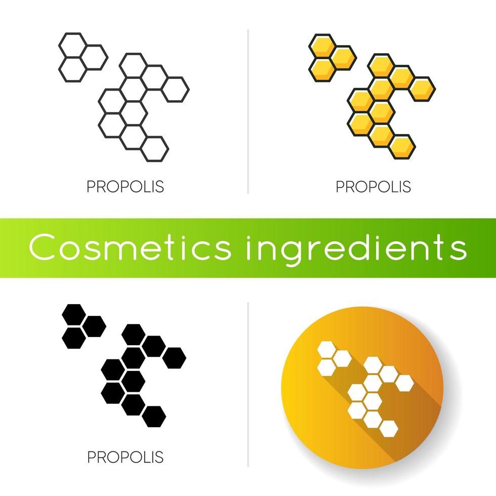 icône de la propolis. rayons de miel. cellule de ruche. composant de traitement de l'acné. vecteur