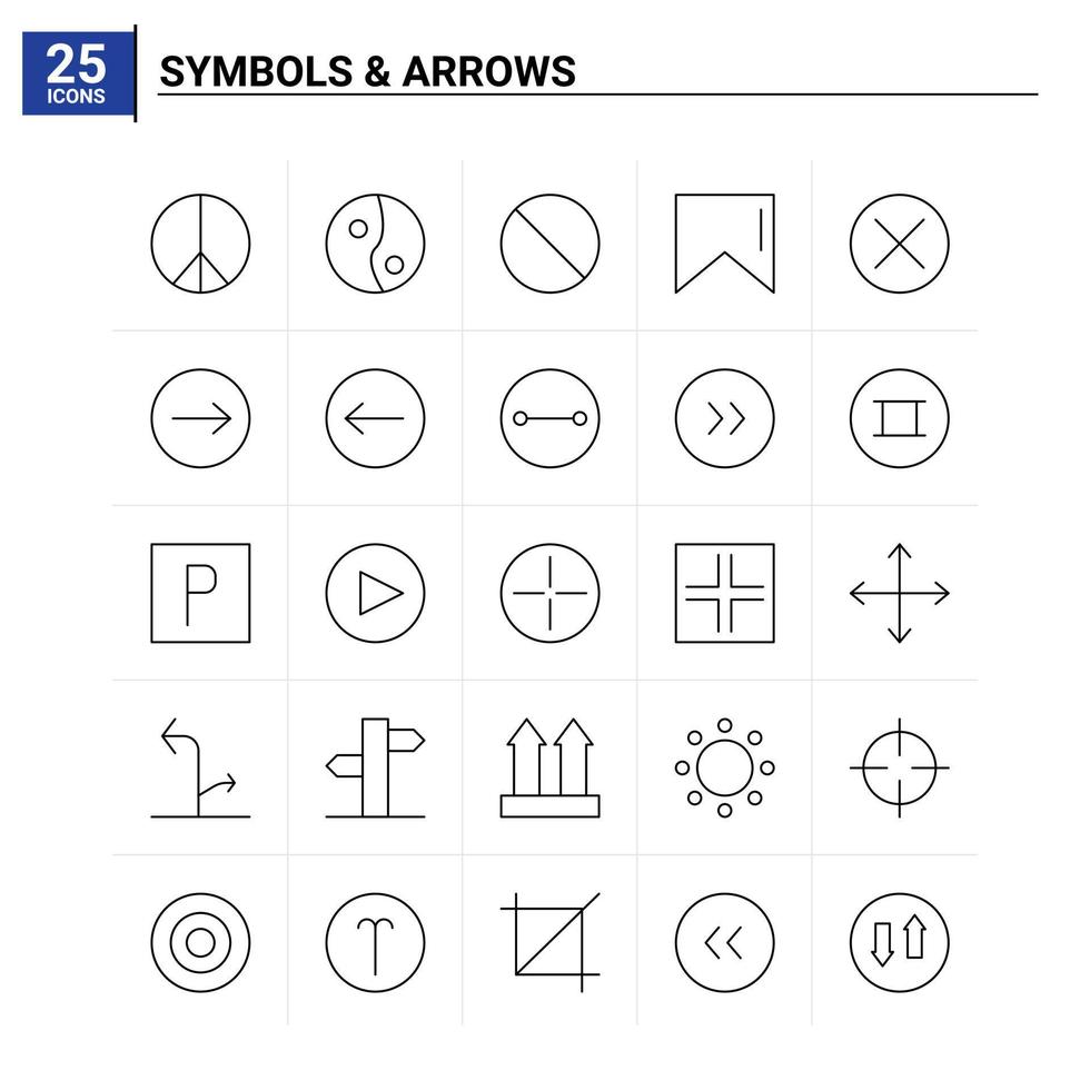 25 symboles flèches icon set vector background