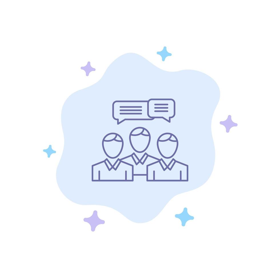 chat business consulting dialogue réunion en ligne icône bleue sur fond de nuage abstrait vecteur