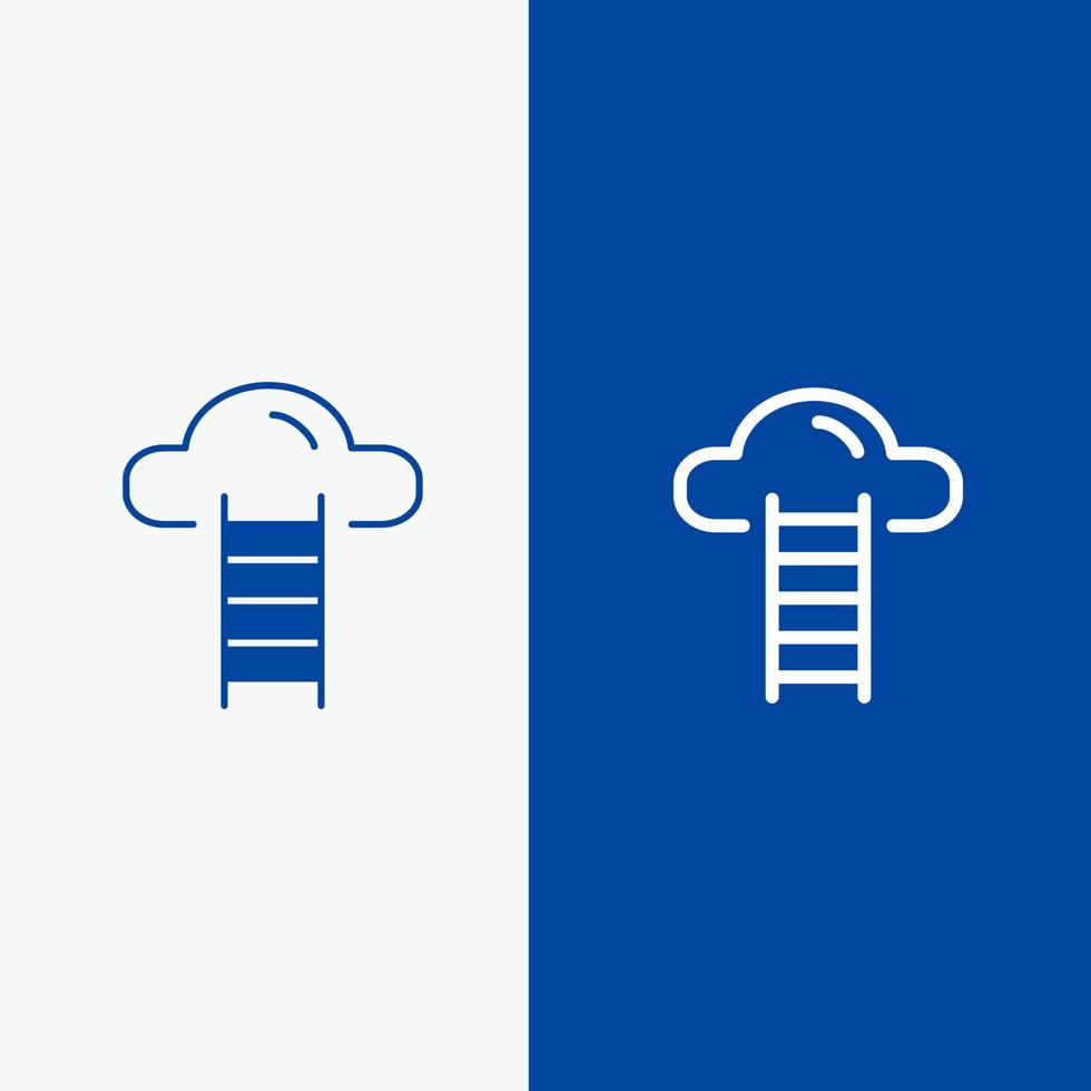 escalier nuage interface utilisateur ligne et glyphe icône solide bannière bleue ligne et glyphe icône solide bannière bleue vecteur