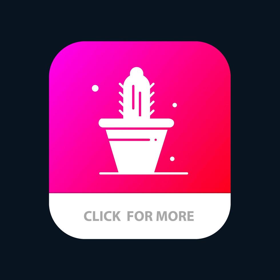 cactus nature pot printemps application mobile bouton android et ios version glyphe vecteur