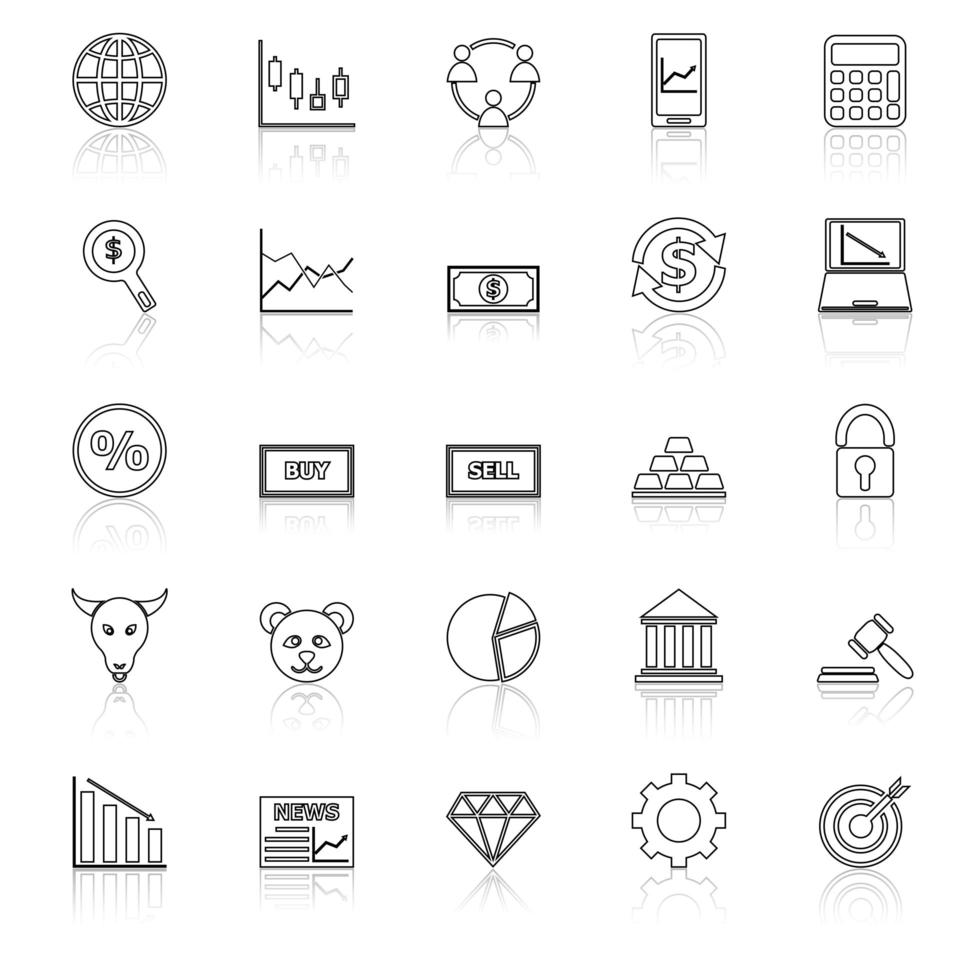 icônes de ligne forex avec refléter sur fond blanc vecteur