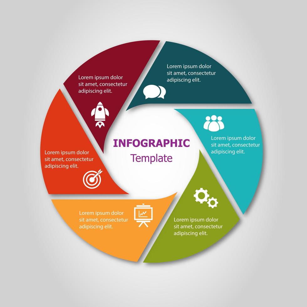 modèle de conception de cercle infographique en 6 étapes vecteur