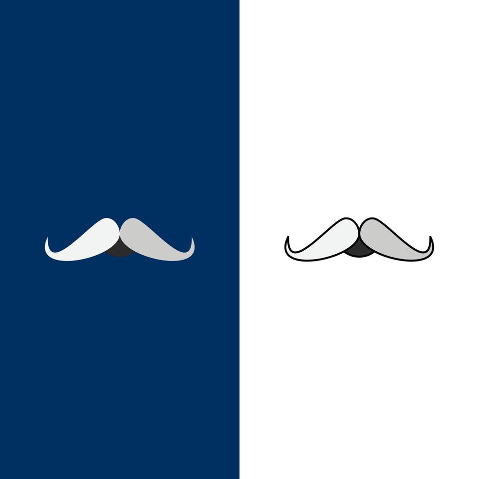 moustache hipster movember mâle hommes plat couleur icône vecteur