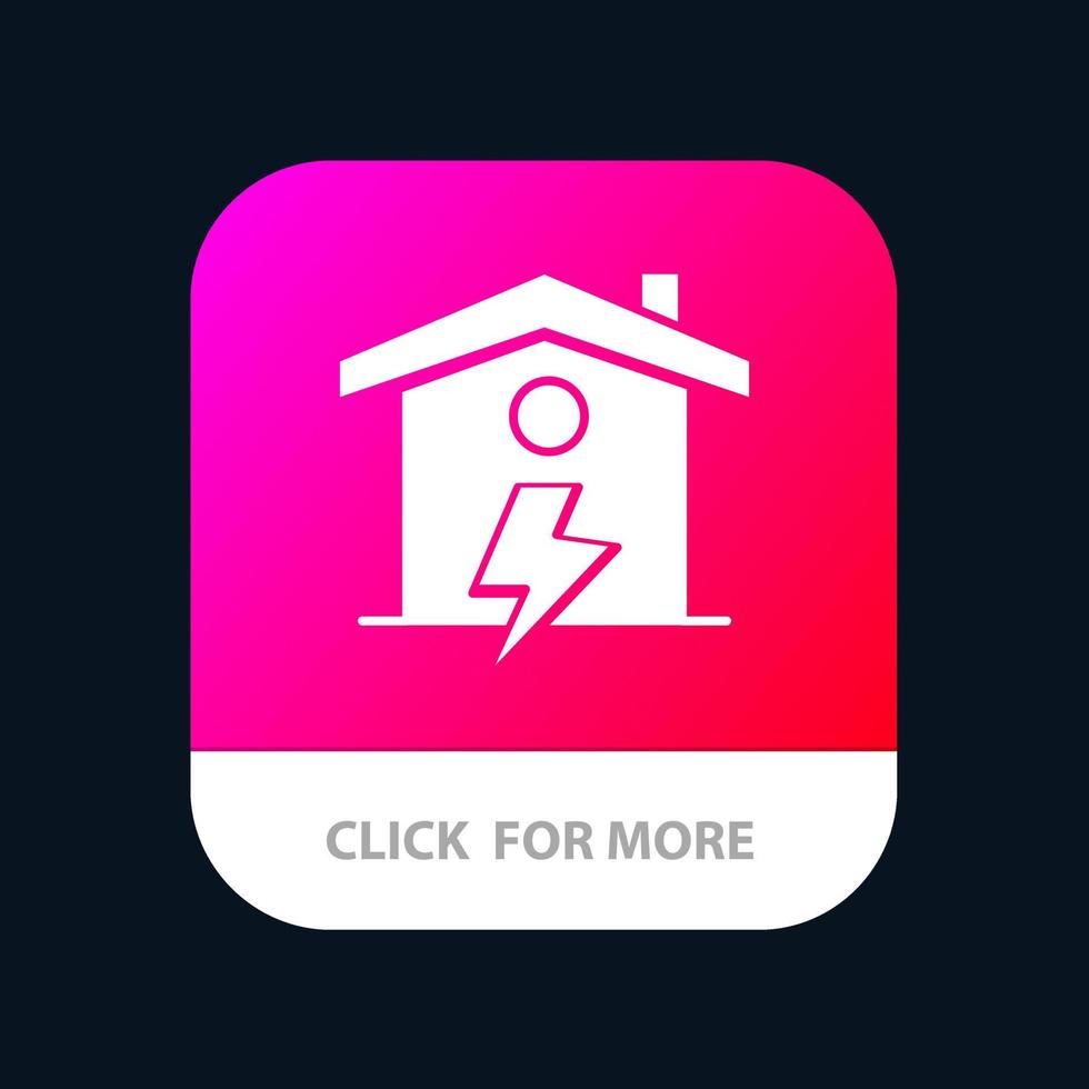 bouton d'application mobile de puissance d'énergie de maison version android et ios de glyphe vecteur