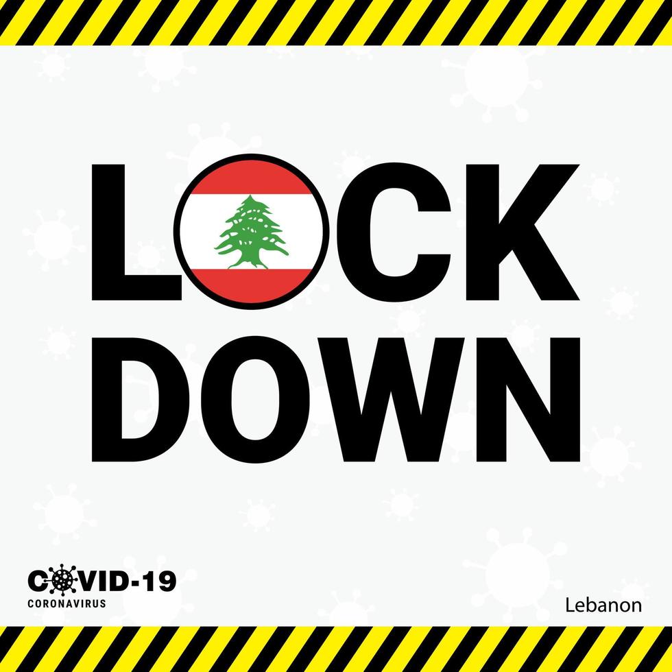 typographie de verrouillage du coronavirus du liban avec drapeau du pays conception de verrouillage de la pandémie de coronavirus vecteur