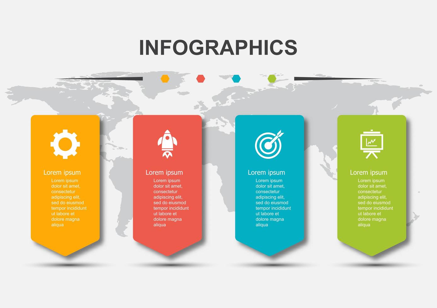 modèle de conception infographique avec 4 étapes et ombre vecteur