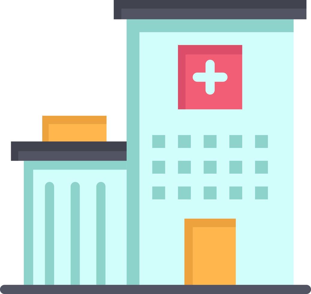 modèle de bannière d'icône de vecteur d'icône de couleur plate médicale de clinique de bâtiment d'hôpital