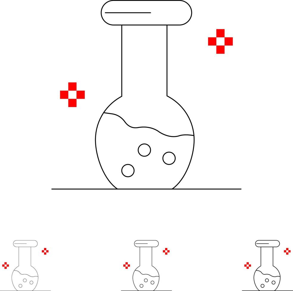 analyse biochimie biologie chimie jeu d'icônes de ligne noire audacieuse et mince vecteur