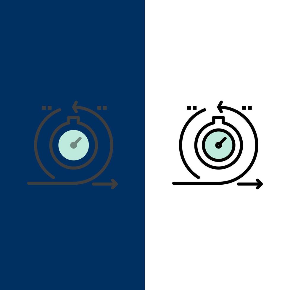 développement de cycle agile icônes d'itération rapide plat et ligne remplie icône ensemble vecteur fond bleu