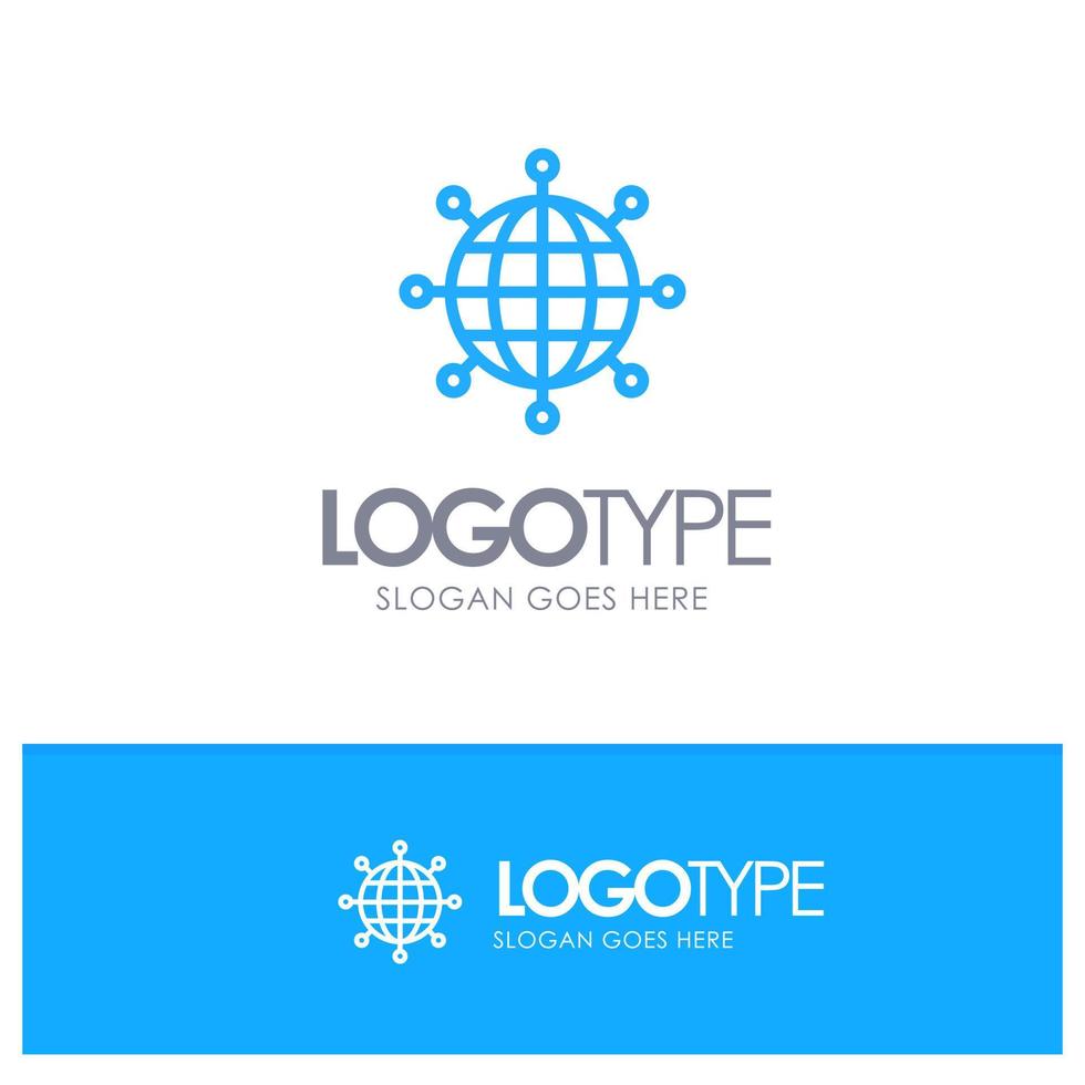 connexions d'affaires logo contour bleu moderne mondial avec place pour slogan vecteur