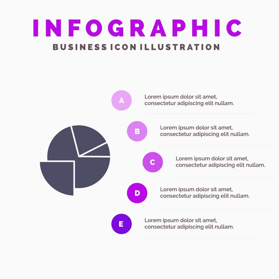 graphique analytique graphique à secteurs solide icône infographie 5 étapes présentation arrière-plan vecteur
