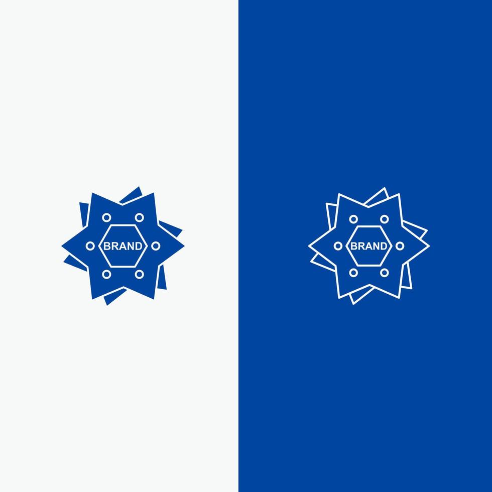 star branding marque logo forme ligne et glyphe icône solide bannière bleue ligne et glyphe icône solide bannière bleue vecteur