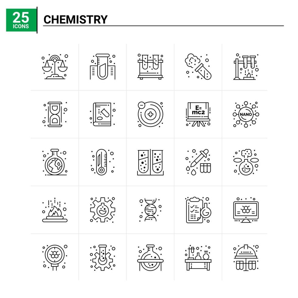 25 chimie icon set vector background