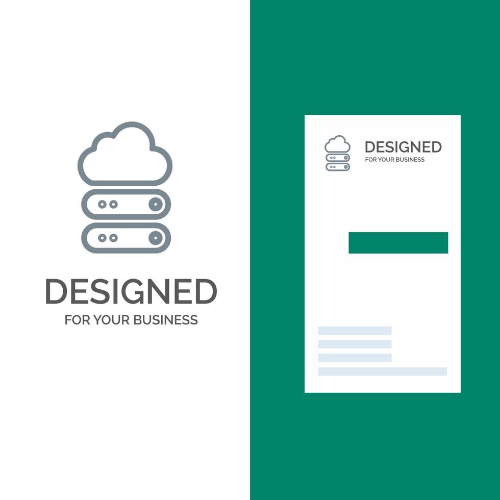 conception de logo gris de stockage de données big cloud et modèle de carte de visite vecteur