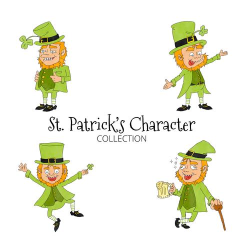 Collection de personnages mignons Cartoon St. Patrick vecteur