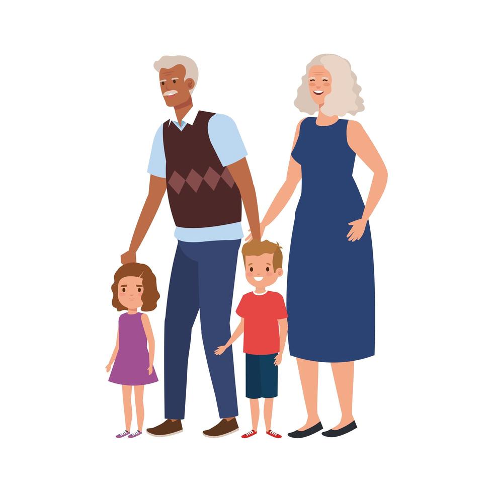 grands-parents avec caractère avatar petits-enfants vecteur