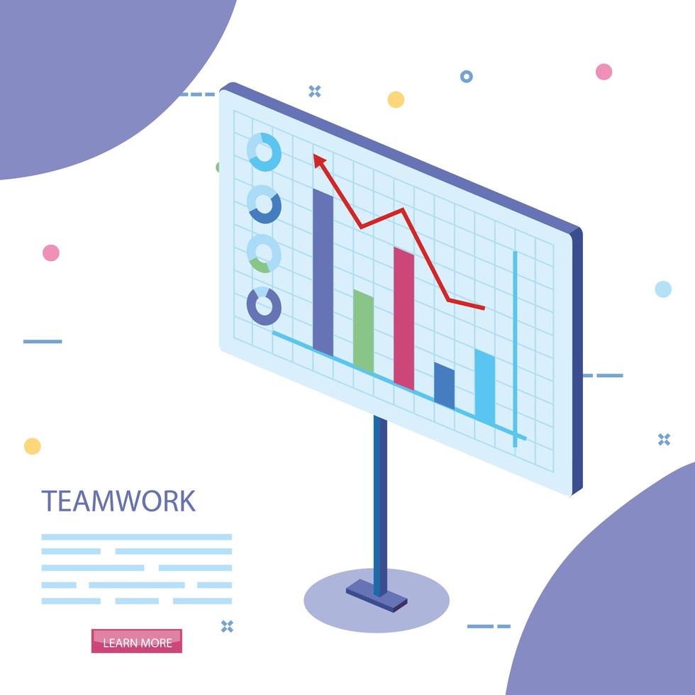 scène de travail d & # 39; équipe avec graphiques statistiques vecteur