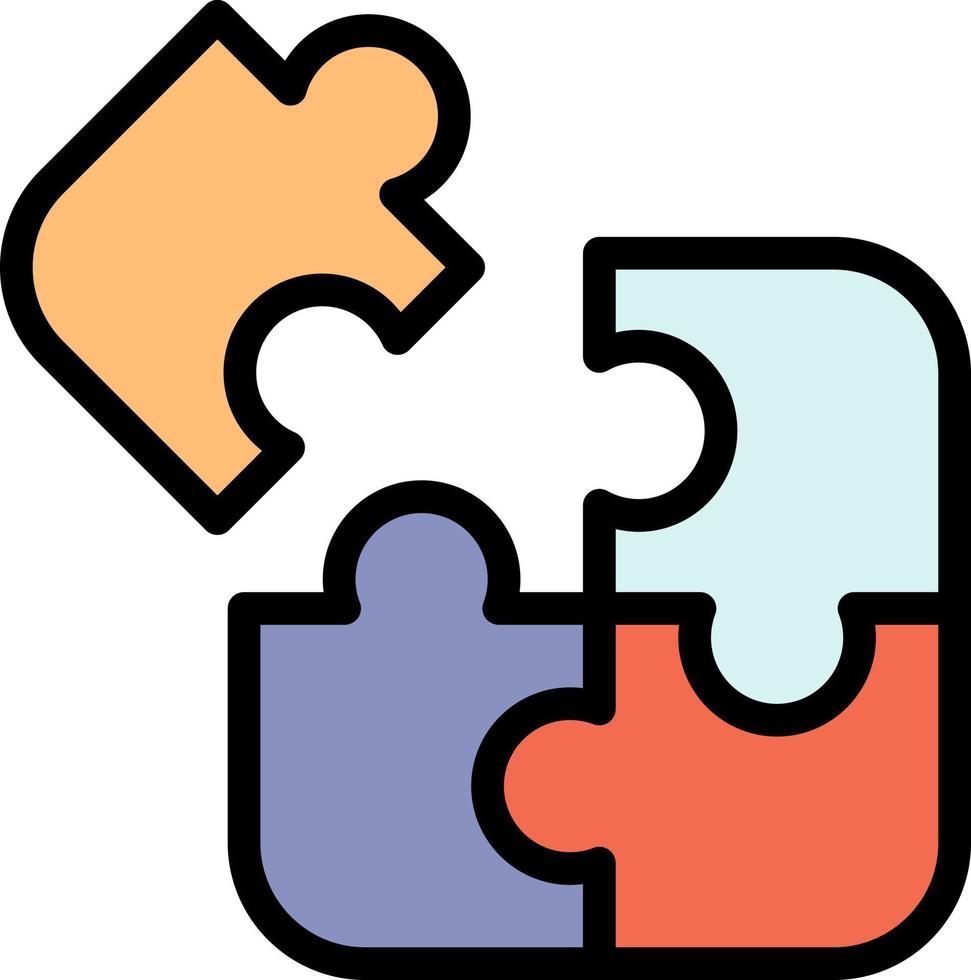 jeu d'entreprise logique puzzle carré plat couleur icône vecteur icône modèle de bannière