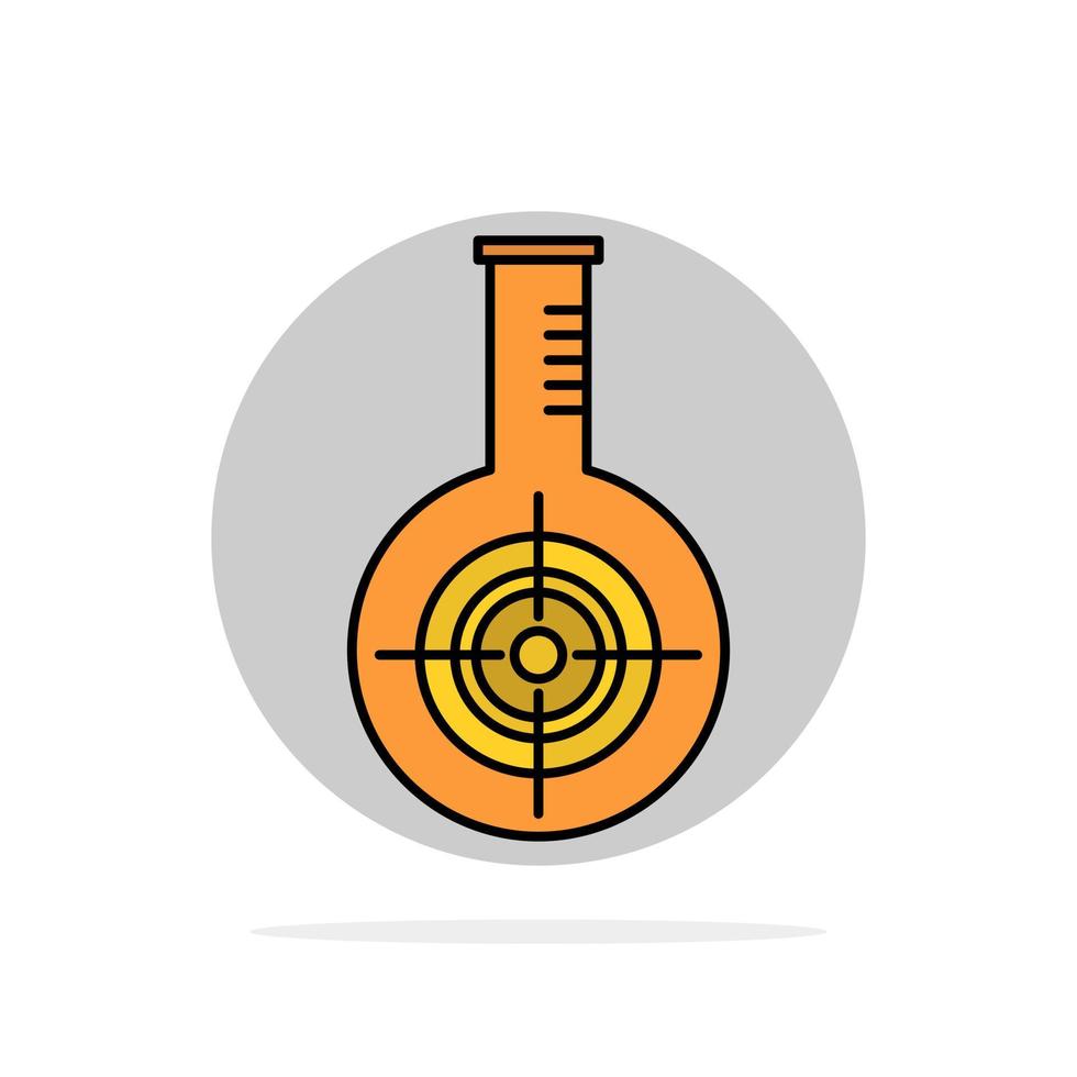 flacon chimique réaction laboratoire cible abstrait cercle fond plat couleur icône vecteur