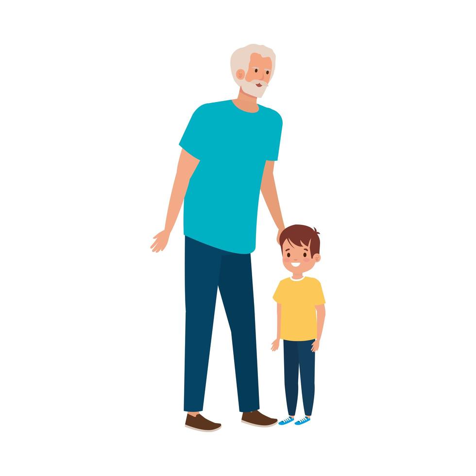 grand-père avec personnage avatar petit-fils vecteur