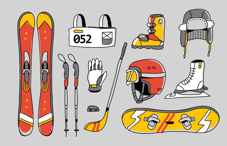 Sport d'hiver Kit olympique dessinés à la main Vector Illustration