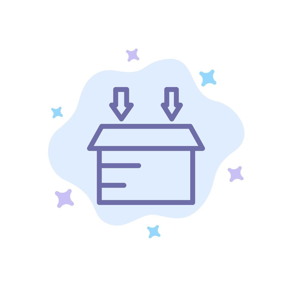 boîte logistique ouverte icône bleue sur fond de nuage abstrait vecteur