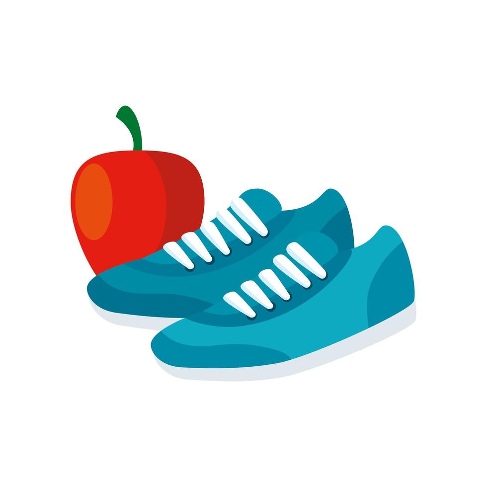 chaussures de sport avec icône isolé pomme fruit vecteur