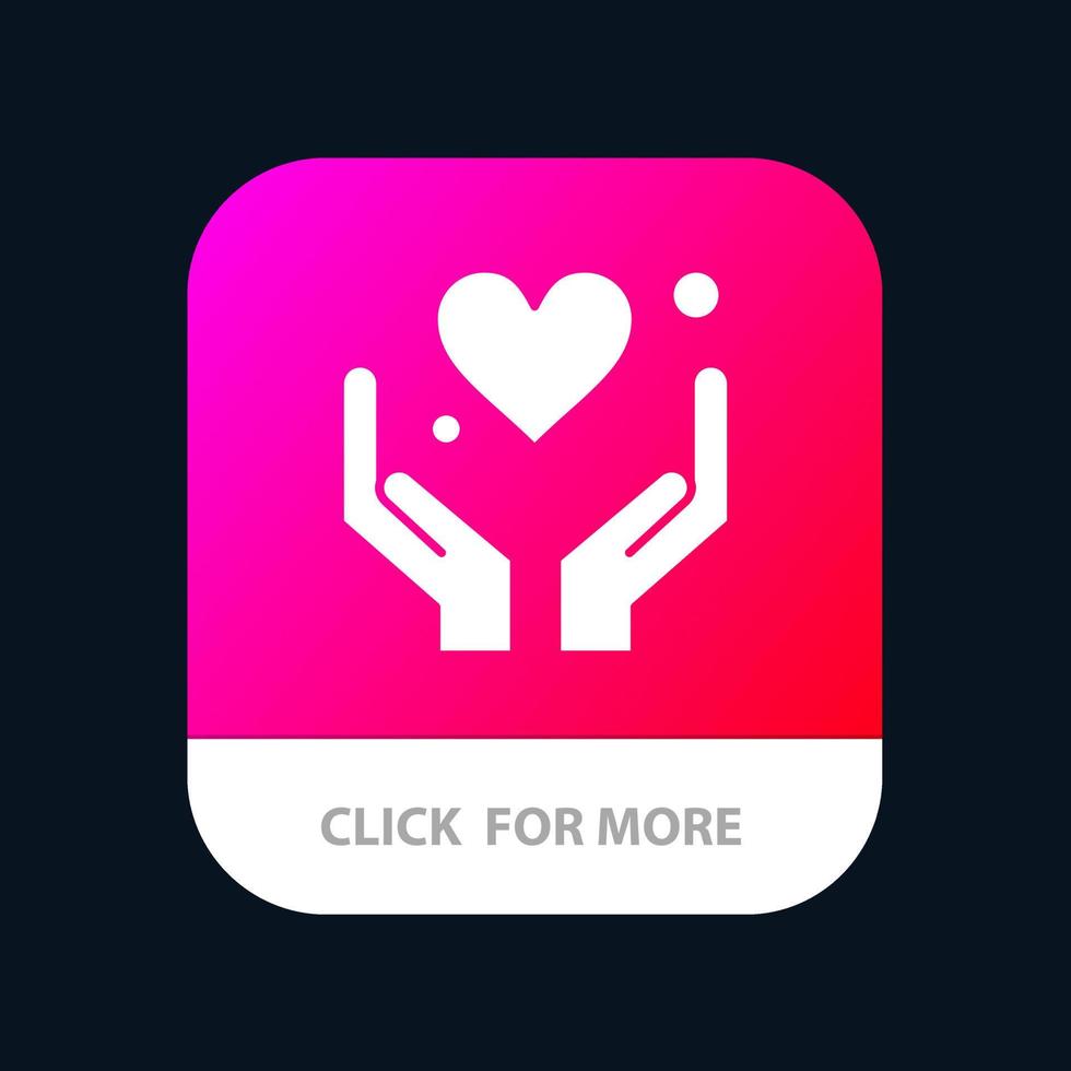 main coeur amour motivation bouton application mobile android et ios version glyphe vecteur