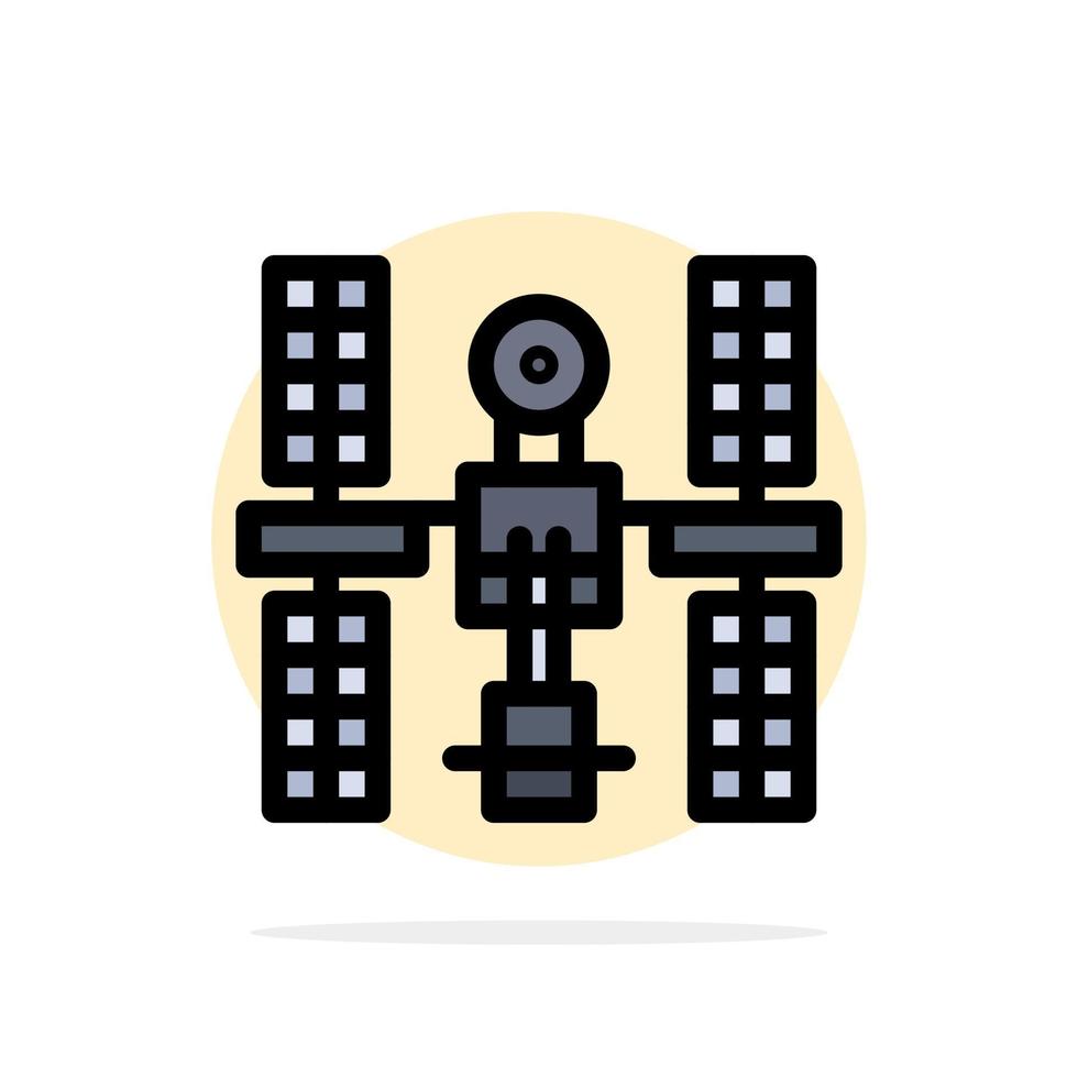 plate-forme orbitale complexe espace satellite abstrait cercle fond plat icône de couleur vecteur