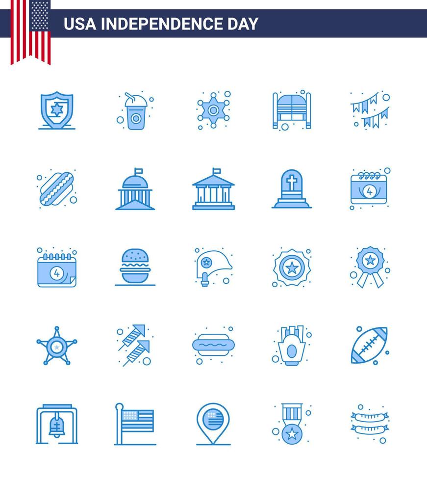 gros pack de 25 usa joyeux jour de l'indépendance usa vector blues et symboles modifiables de bruants entrée police jour portes modifiables usa day vector design elements