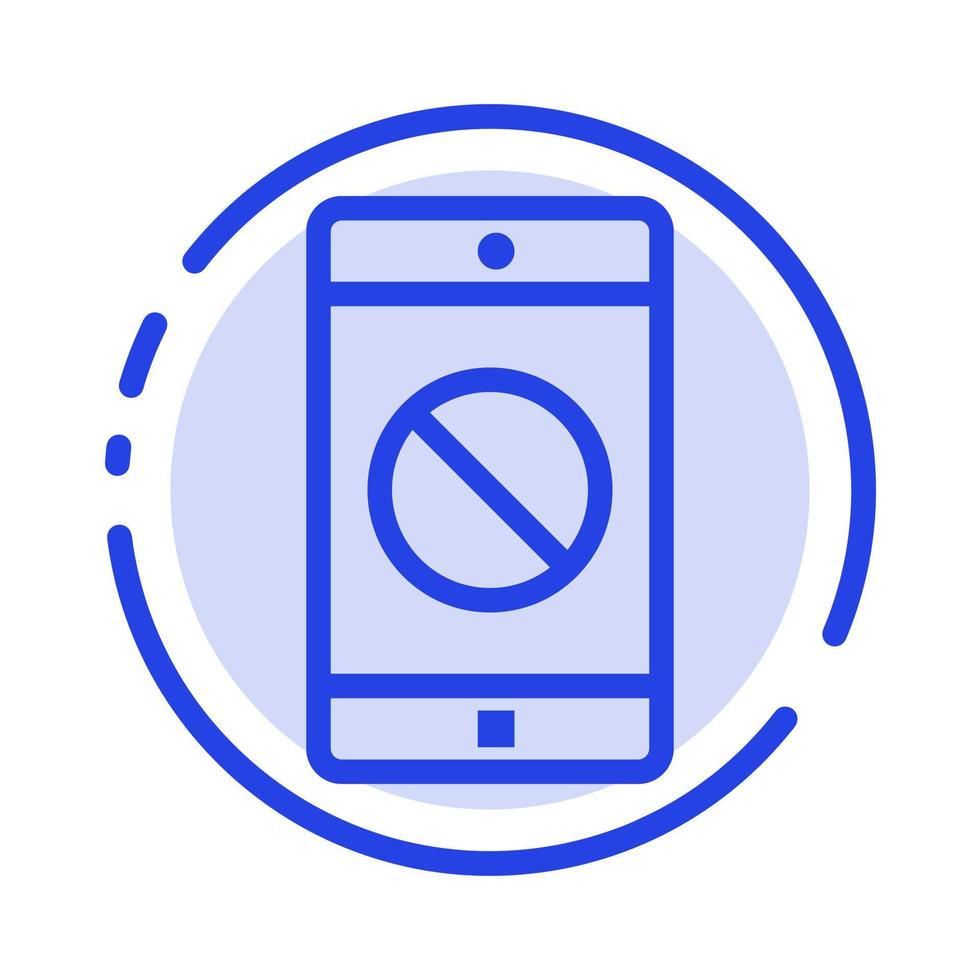 application désactivée icône de ligne de ligne pointillée bleue mobile mobile désactivée vecteur