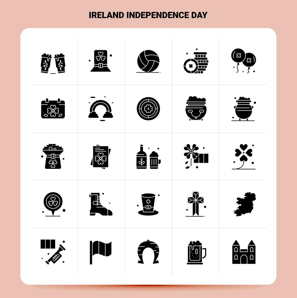 solide 25 irlande fête de l'indépendance jeu d'icônes vecteur glyphe style conception icônes noires ensemble web et mobile idées d'affaires conception illustration vectorielle