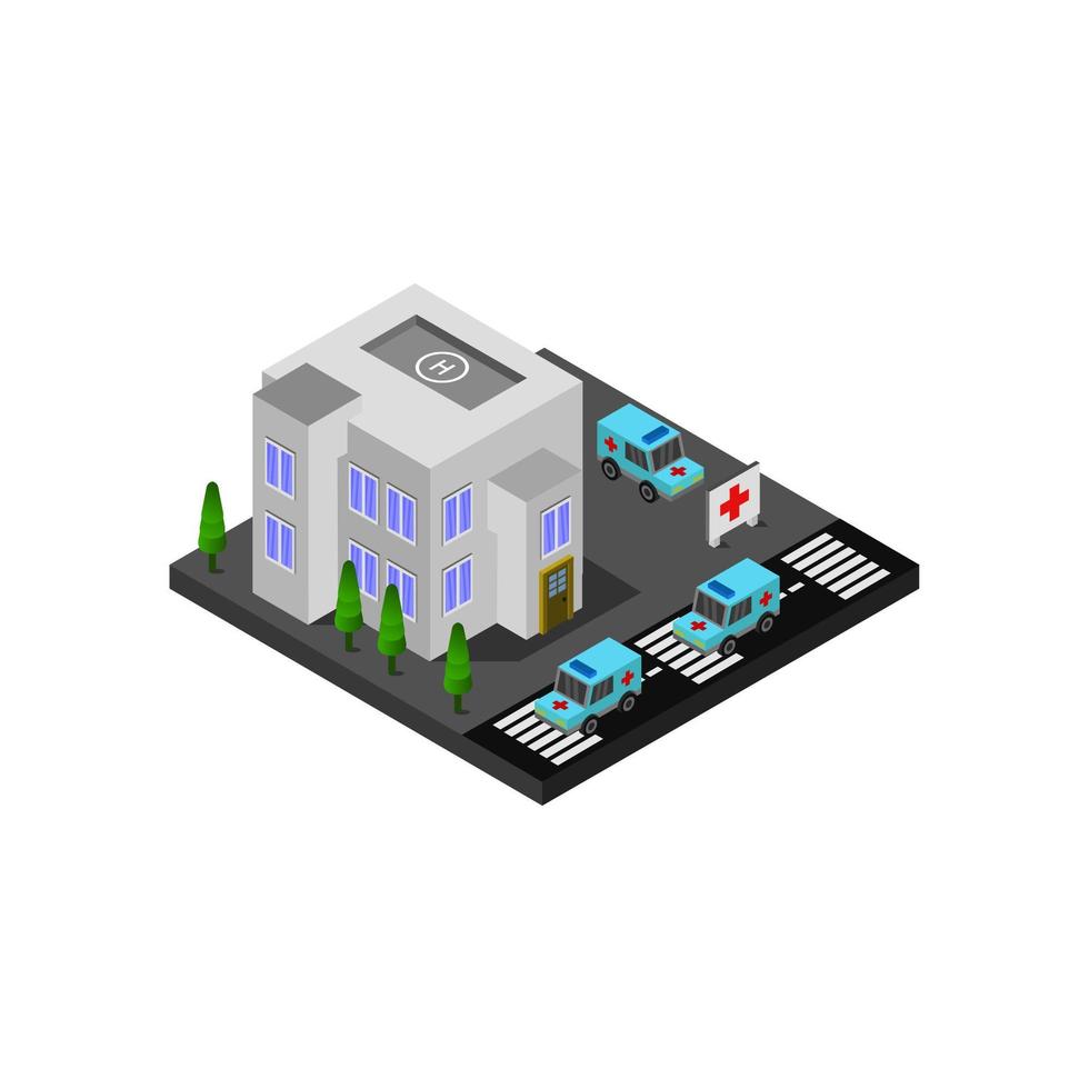 hôpital isométrique illustré sur fond blanc vecteur