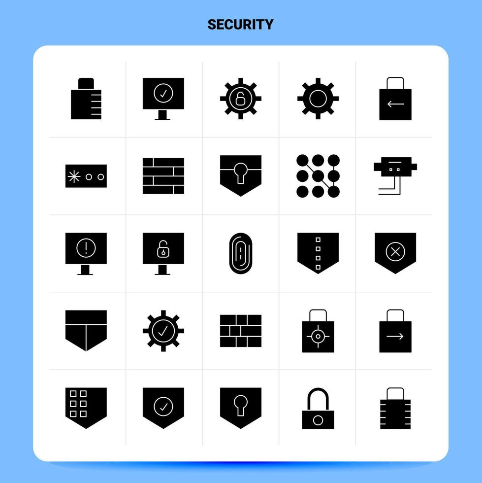ensemble d'icônes de sécurité solide 25 conception de style de glyphe vectoriel icônes noires définies idées d'affaires web et mobiles conception illustration vectorielle