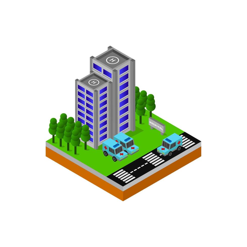 hôpital isométrique illustré sur fond blanc vecteur