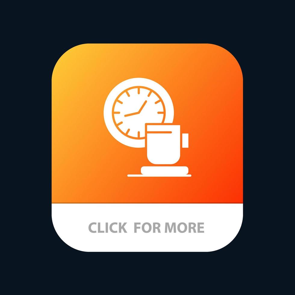 pause café temps de tasse événement application mobile bouton android et ios version de glyphe vecteur