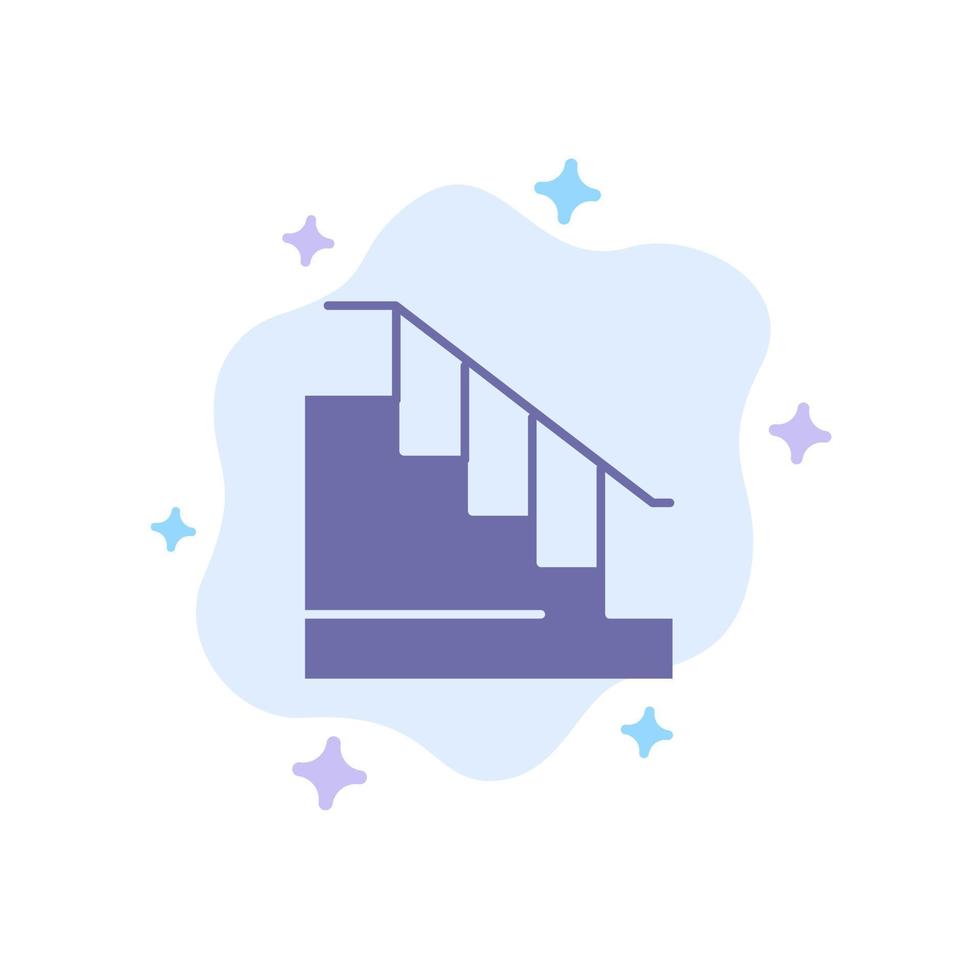 construction vers le bas de l'icône bleue de l'escalier de la maison sur fond de nuage abstrait vecteur