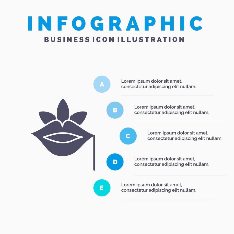 lèvres fleur plante rose printemps solide icône infographie 5 étapes présentation fond vecteur