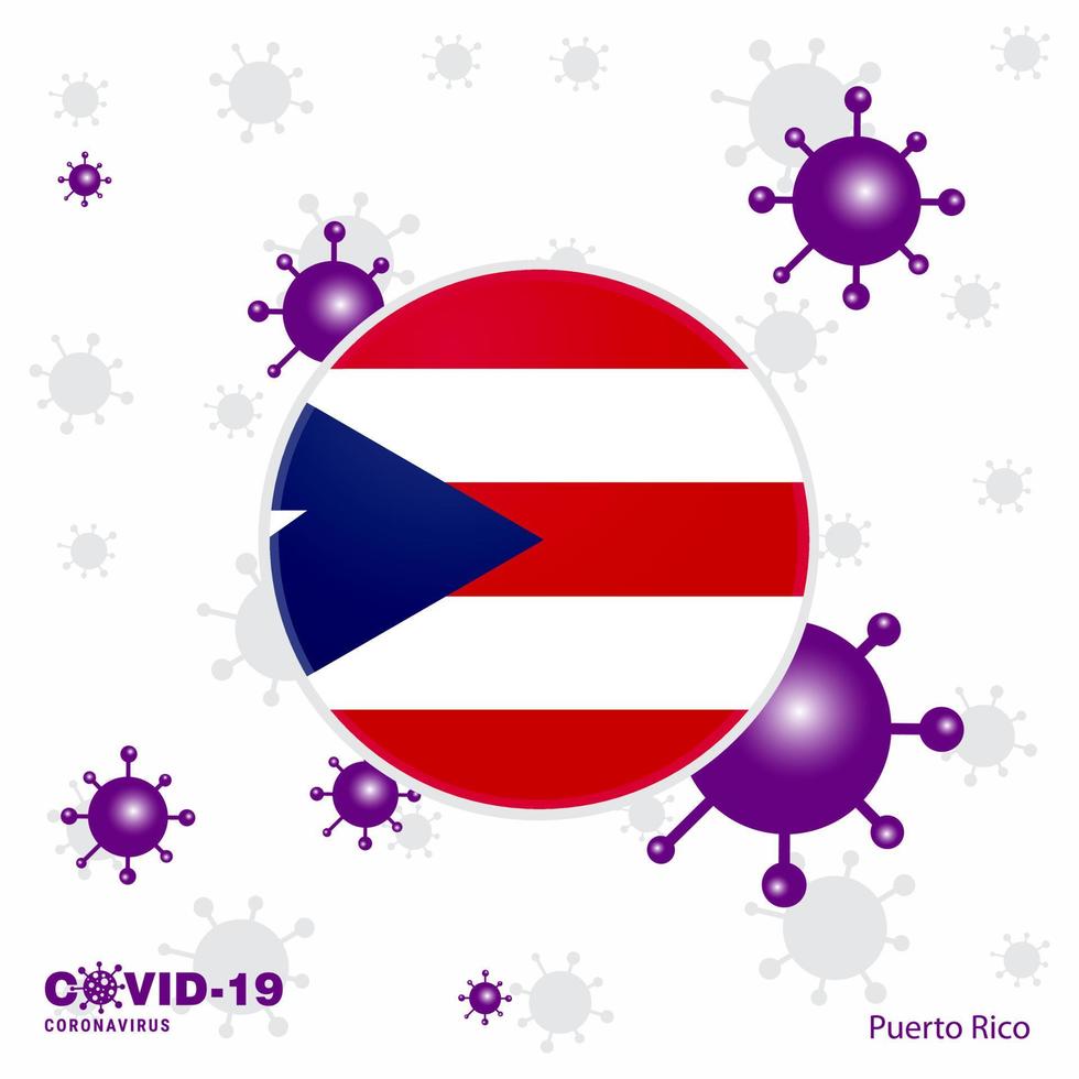priez pour porto rico covid19 coronavirus typographie drapeau restez à la maison restez en bonne santé prenez soin de votre propre santé vecteur