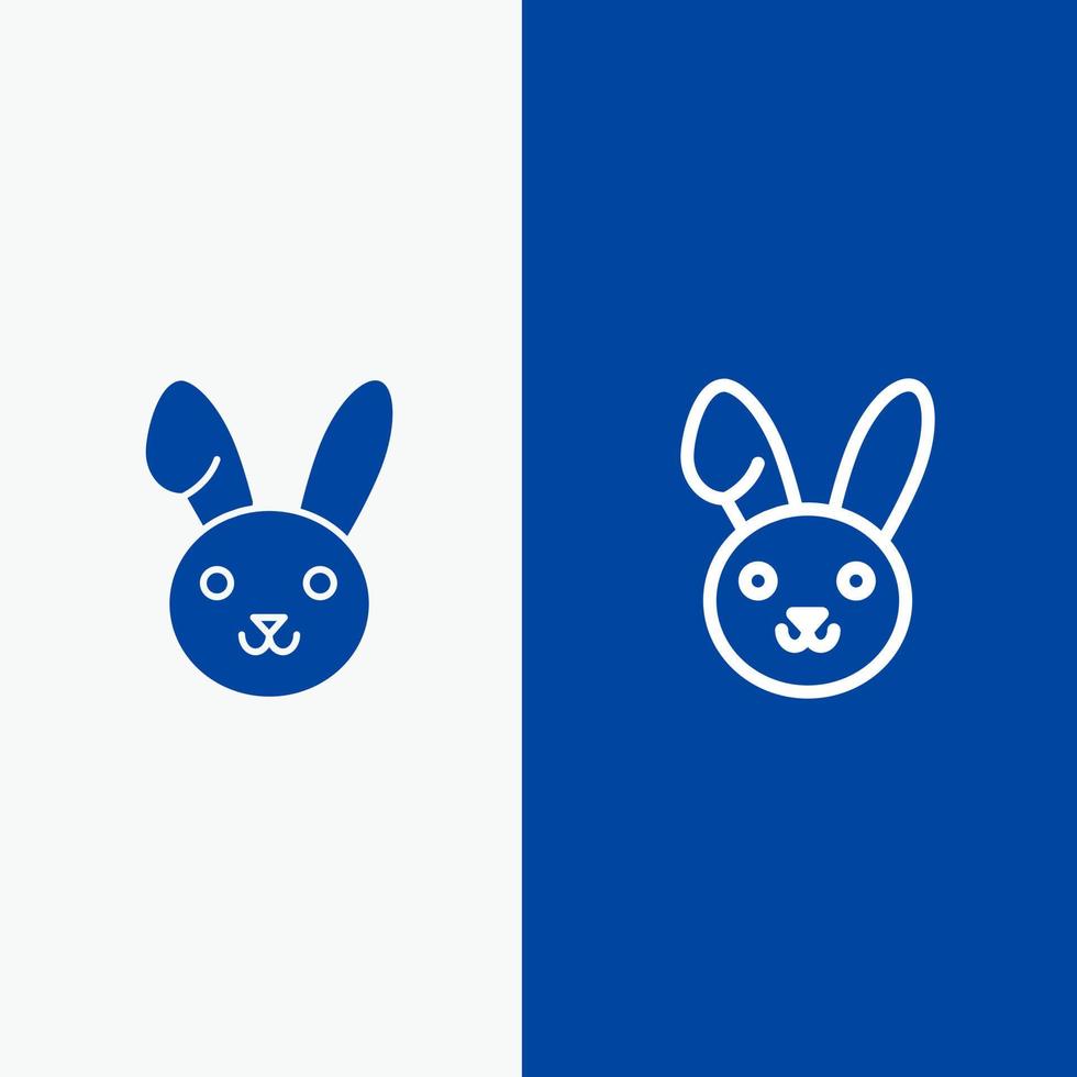 lapin de pâques lapin ligne et glyphe icône solide bannière bleue ligne et glyphe icône solide bannière bleue vecteur
