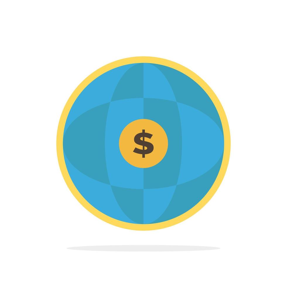 monde globe internet dollar abstrait cercle fond plat icône de couleur vecteur