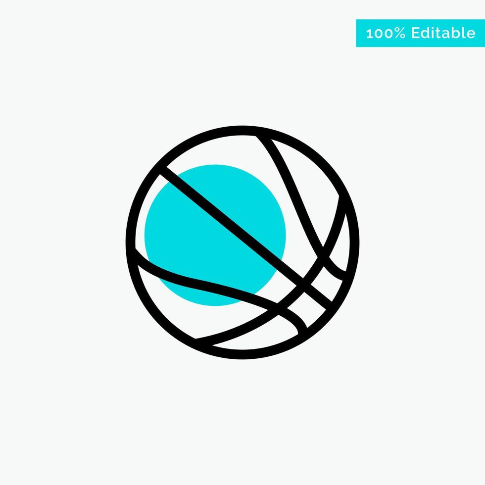 éducation balle basket-ball turquoise mettre en évidence l'icône de vecteur de point de cercle