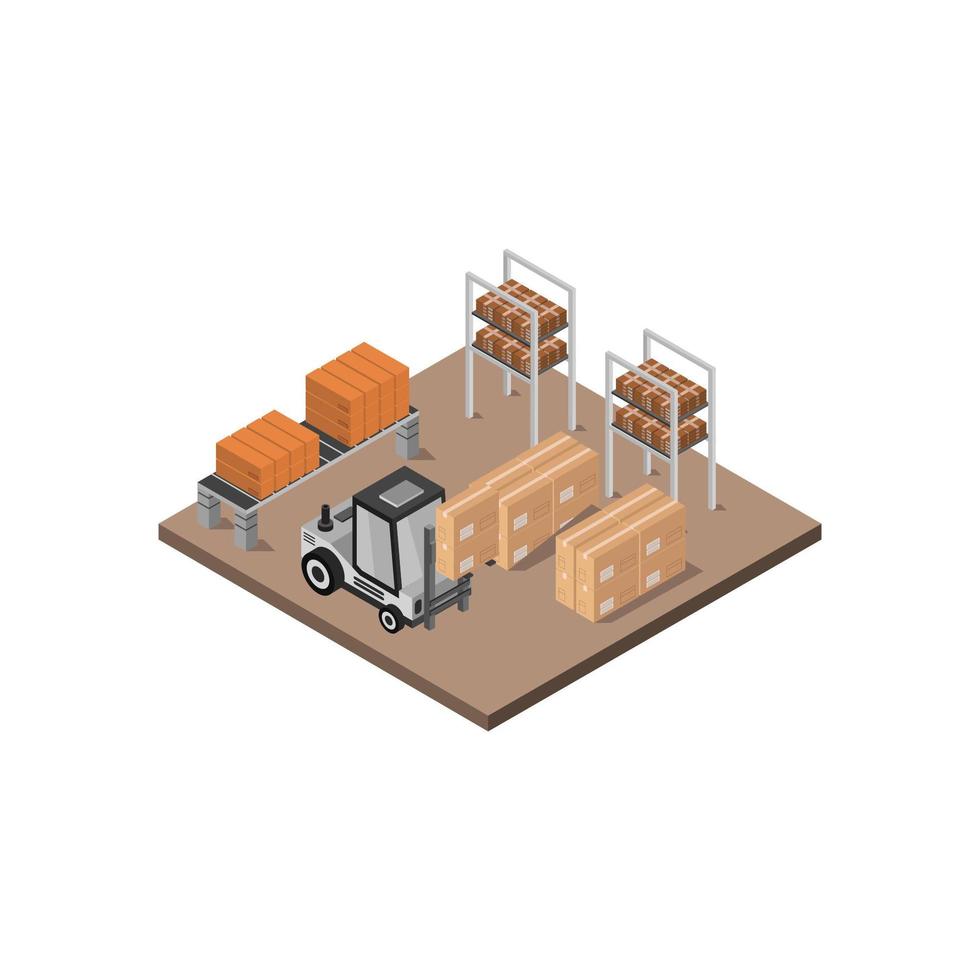 entrepôt isométrique illustré sur fond blanc vecteur