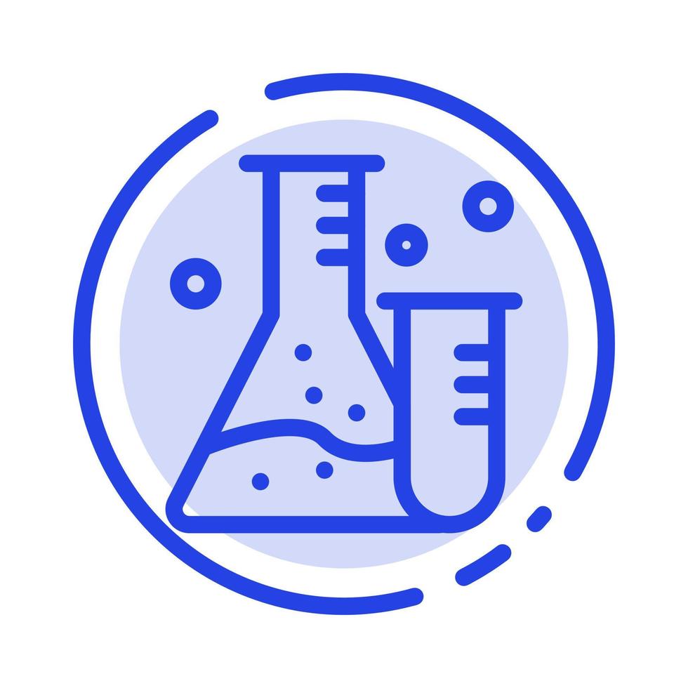 flacon tube laboratoire science bleu ligne pointillée icône ligne vecteur