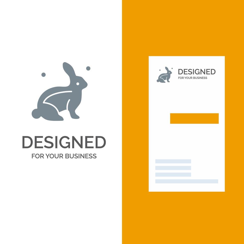 lapin lapin pâques nature gris logo design et modèle de carte de visite vecteur