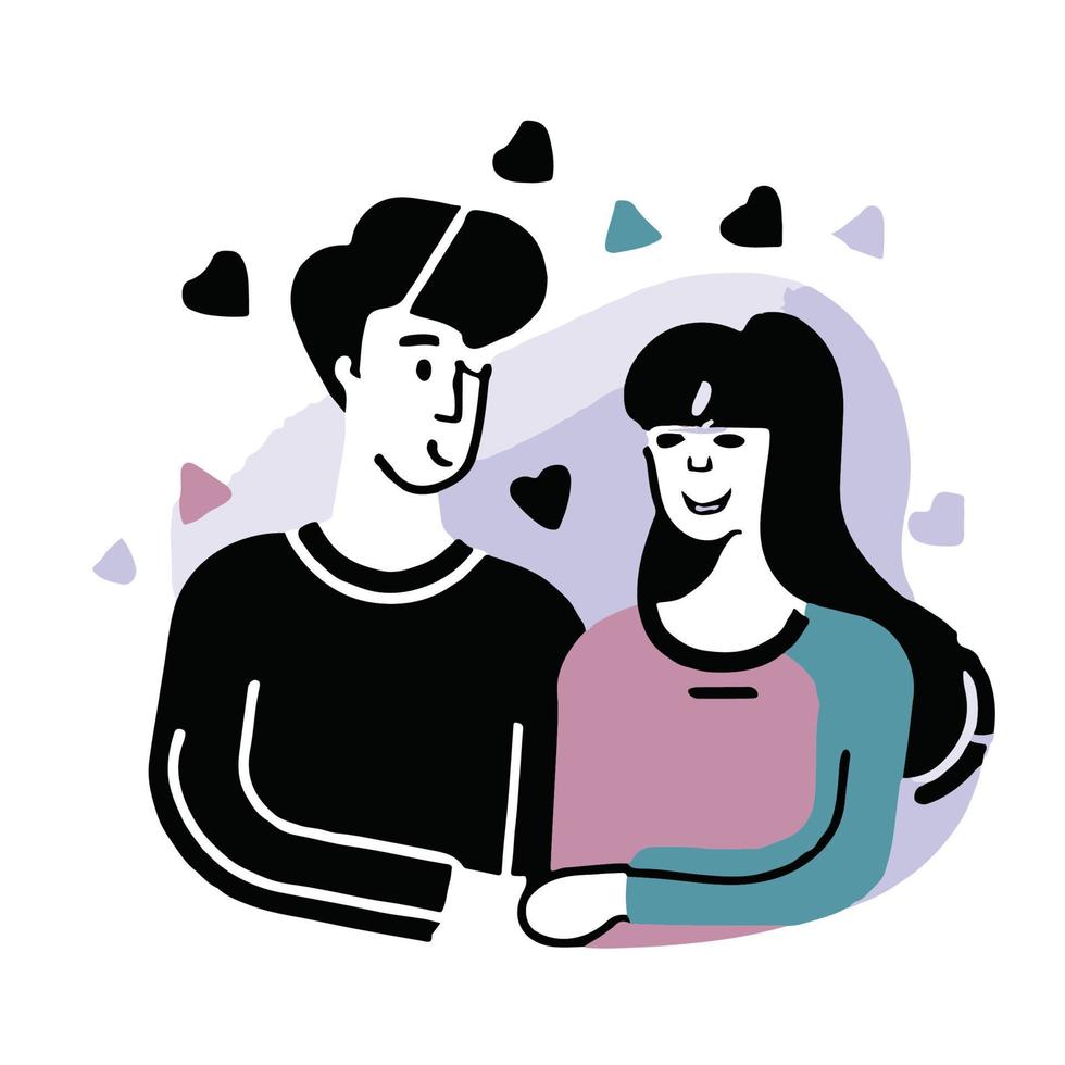 couples amoureux illustration dans le style d'icône de dessin animé plat vecteur