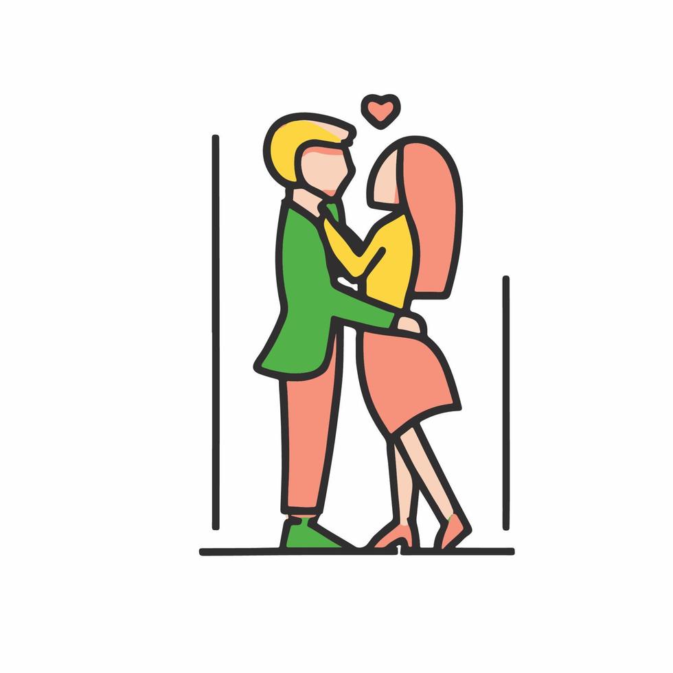 couples amoureux illustration dans le style d'icône de dessin animé plat vecteur