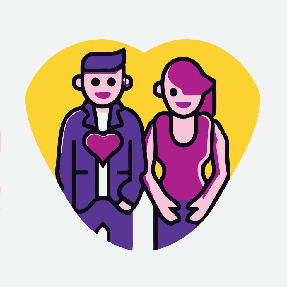 couples amoureux illustration dans le style d'icône de dessin animé plat vecteur